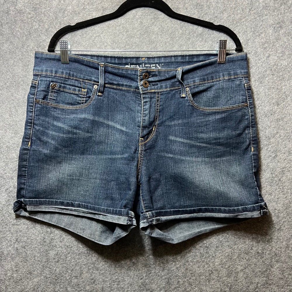 Denizen Levi's Denim Shorts Cuffed Hem‎ Mid Rise Stretch Blue Size 12